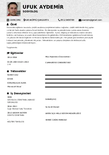 Sosyolog Cv Örnekleri cv indir